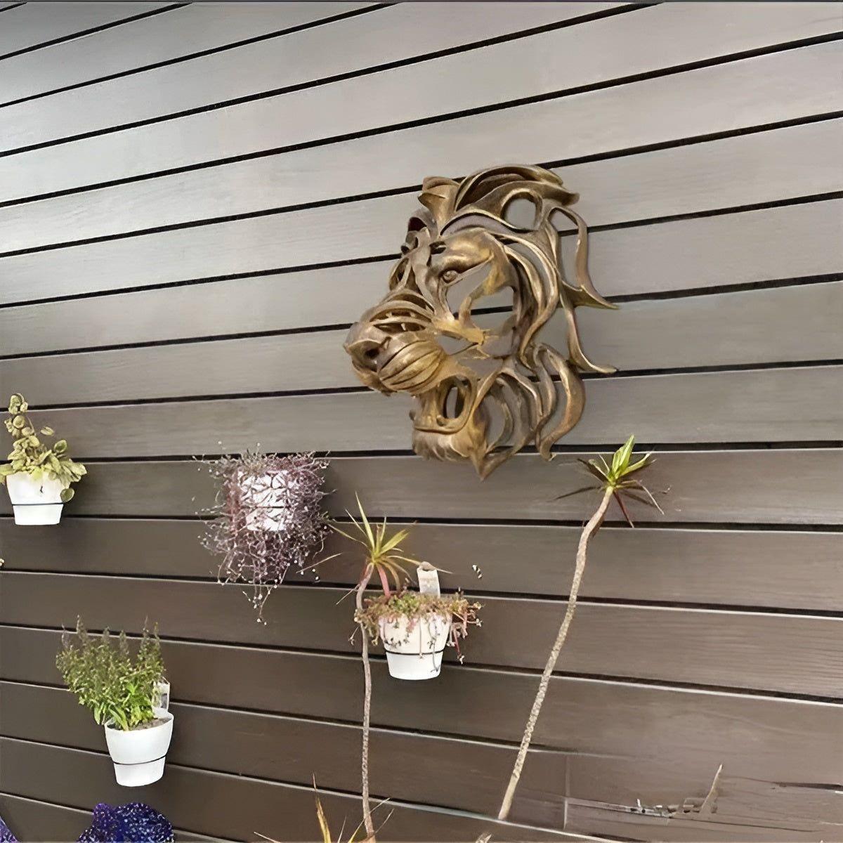 Exquisite gold-plated lion head wall sculpture