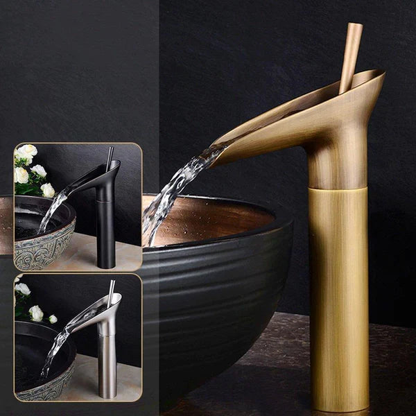 Waterfall Antique Faucet Bathroom Sink Faucet Brass Sink Mixers