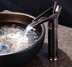 Antique Brass Waterfall Bathroom Sink Faucet