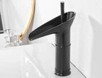 AquaVintura Antique waterfall bathroom faucet | Brass fitting with single lever mixer | Hot & cold water | Bronze look