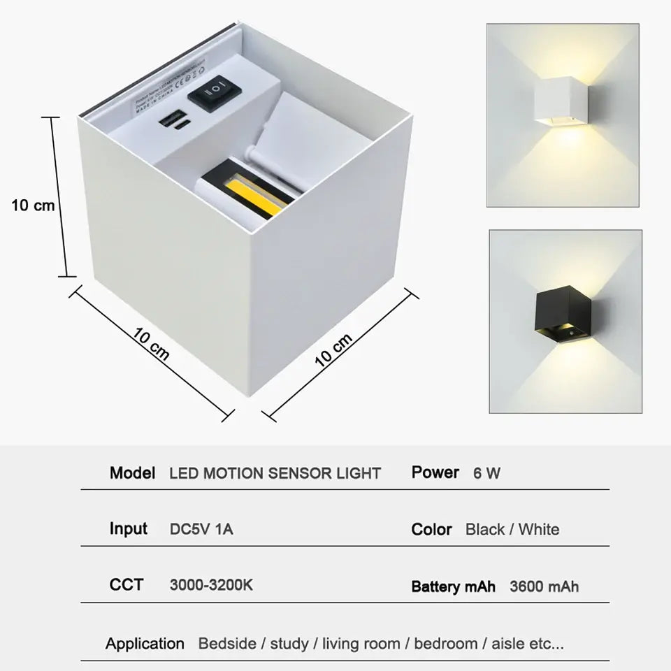 Rechargeable wall lamp with sensor