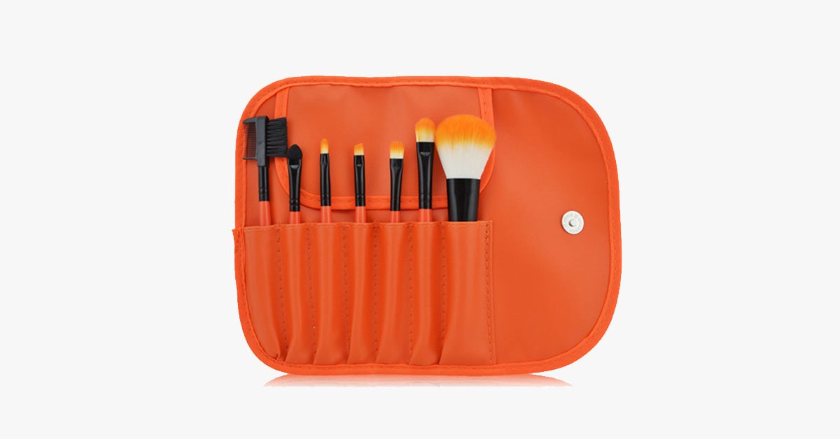 7-piece classic brush set in orange