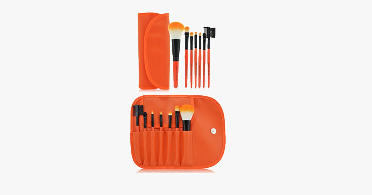 7-piece classic brush set in orange