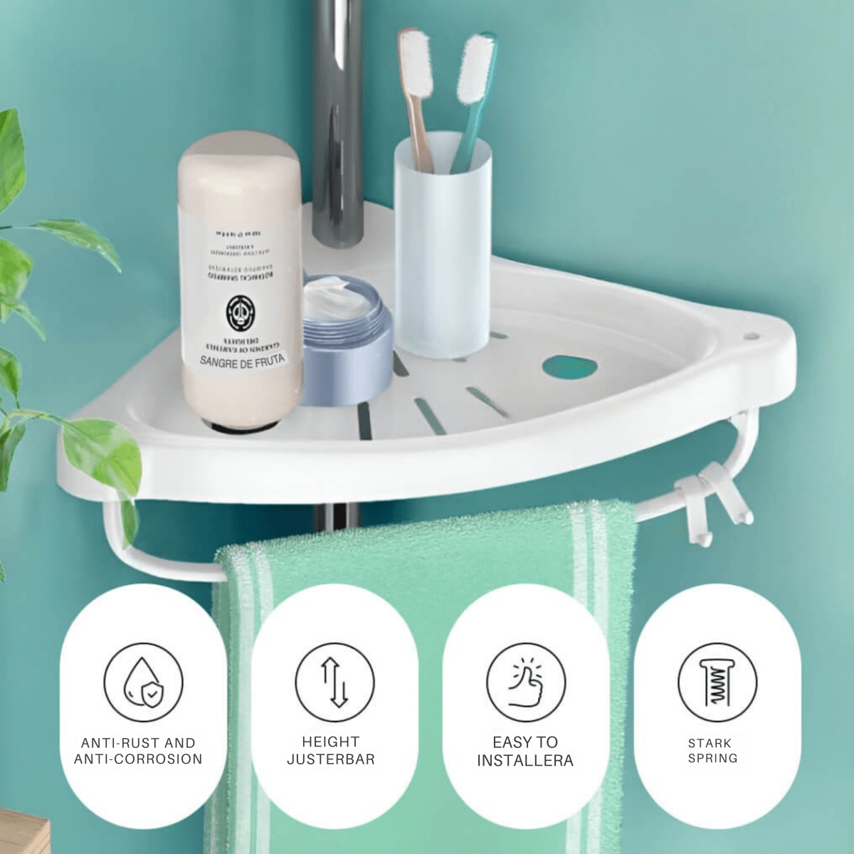 Organiva Premium Shower Storage Tower | Extendable bathroom shelf with waterproof design