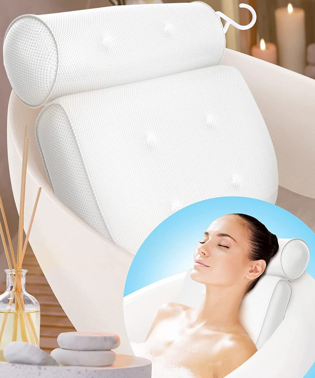 Orthopedic Bathtub Pillow - Breathable Bathtub Headrest Pillow made of 3D Mesh Fabric with Suction Cups