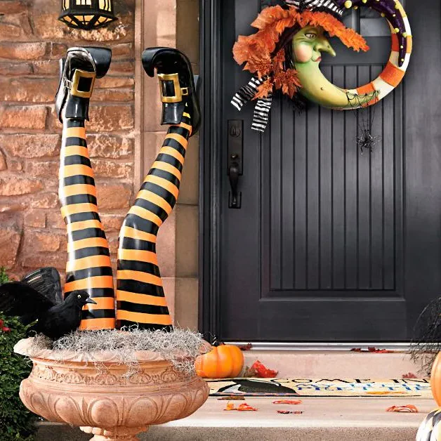 Witch Leg Stakes, Set Of Two Yard Halloween Decoration