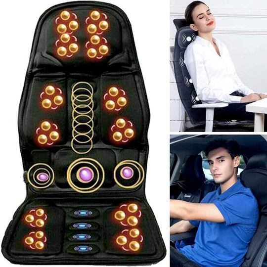 8 Mode Massage Seat Cushion with Heated Back-Neck Pillow for Car & Home