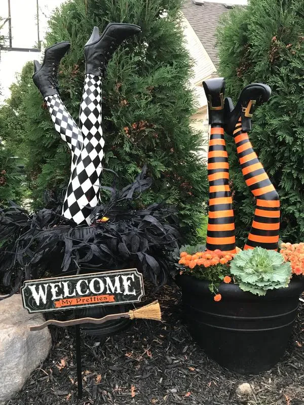 Witch Leg Stakes, Set Of Two Yard Halloween Decoration