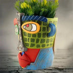 Handmade Picasso Brutalist Abstract Beauty Face Flower Pot