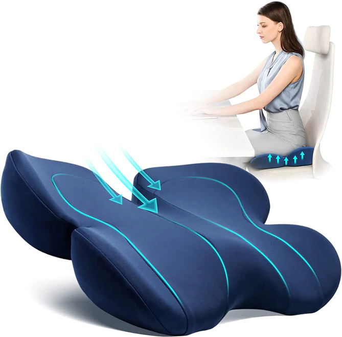 OrthoSeat Memory Foam Seat Cushion – Coccyx, Sciatica & Lower Back Pain Relief Pillow