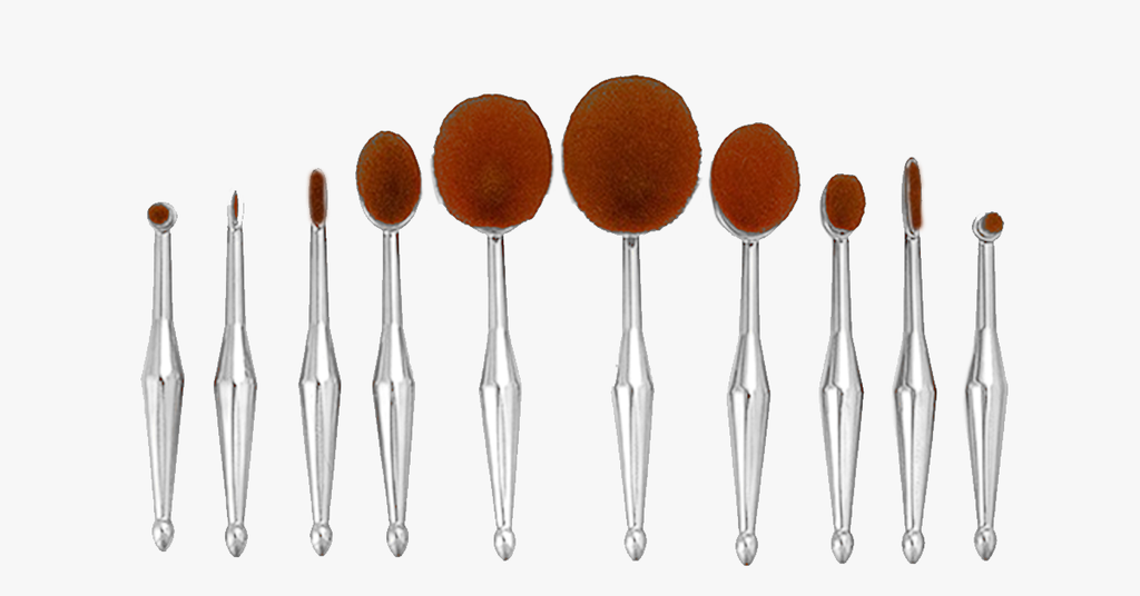 Stylish 10-piece oval brush set – Let the metallic charm work its magic on you