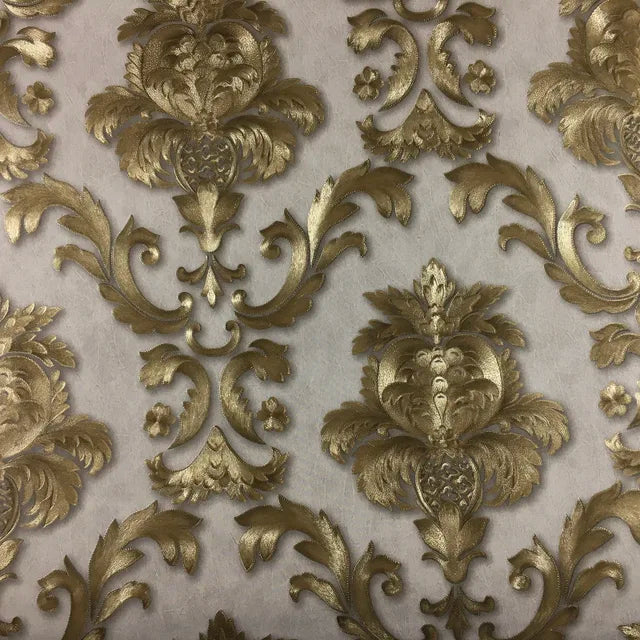 Gold textured luxury classic 3D damask wallpaper decor