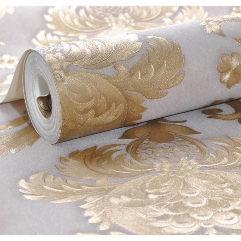 Gold textured luxury classic 3D damask wallpaper decor