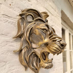 Exquisite gold-plated lion head wall sculpture
