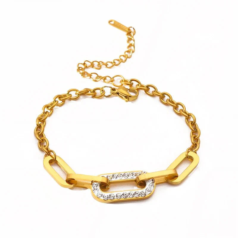 Paperclip Diamond Accented Bracelet