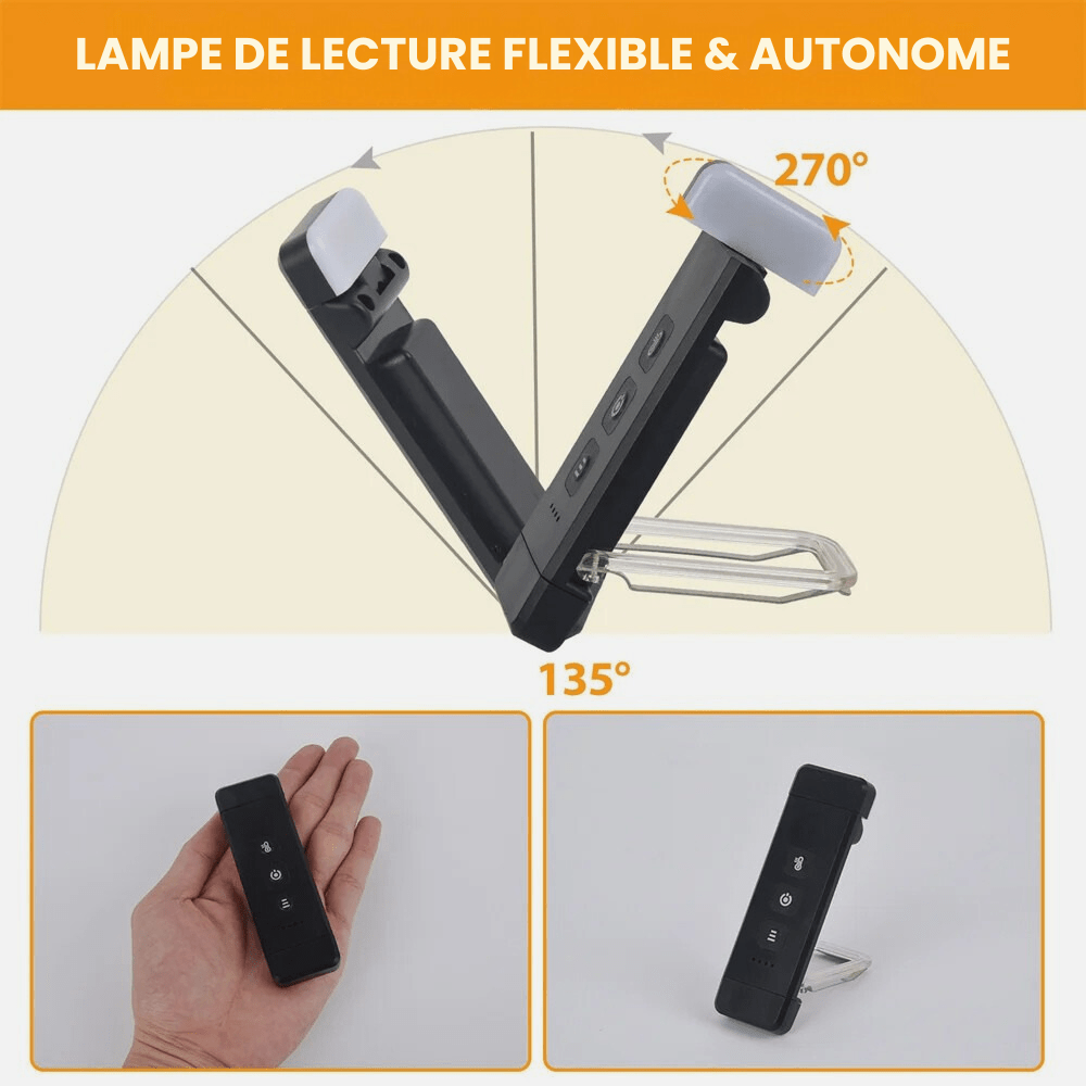 Battery Reading Lamp with Clip - 3 Modes and 80h Battery Life