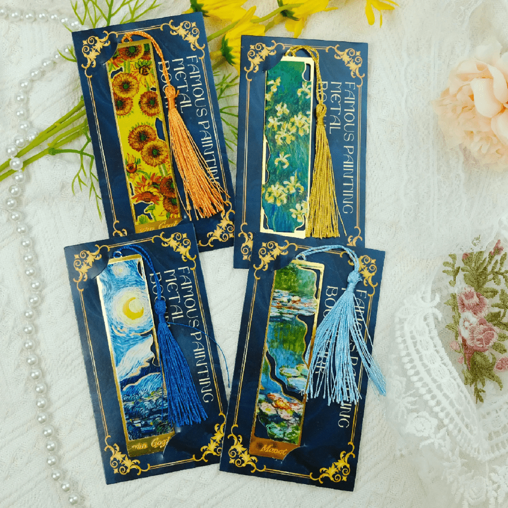 Bookmark made of metal | Retro flower painting