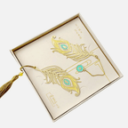 Bookmark made of metal | Peacock feathers