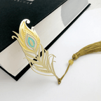 Bookmark made of metal | Peacock feathers