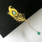 Bookmark made of metal | Peacock feathers