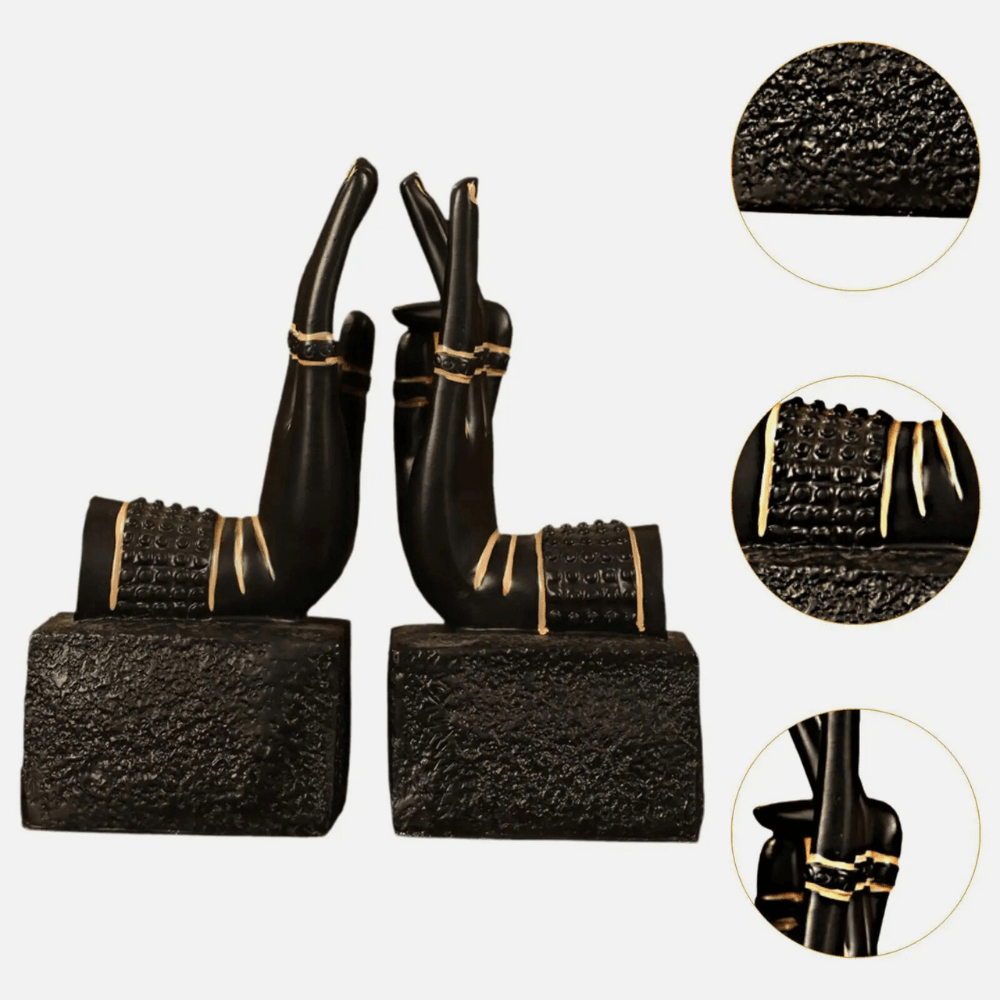 Bookend Design made of resin | Black hands