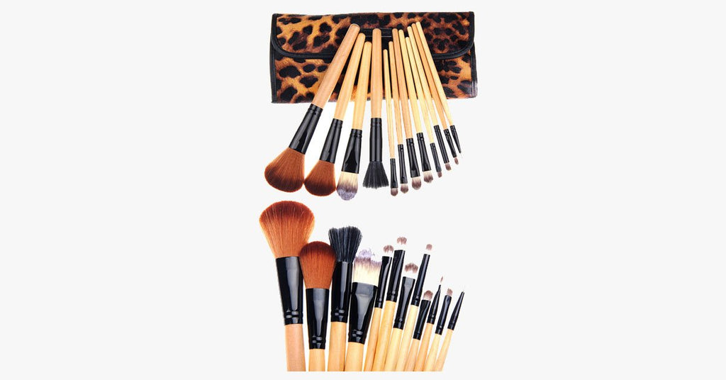 12-piece leopard skin brush set