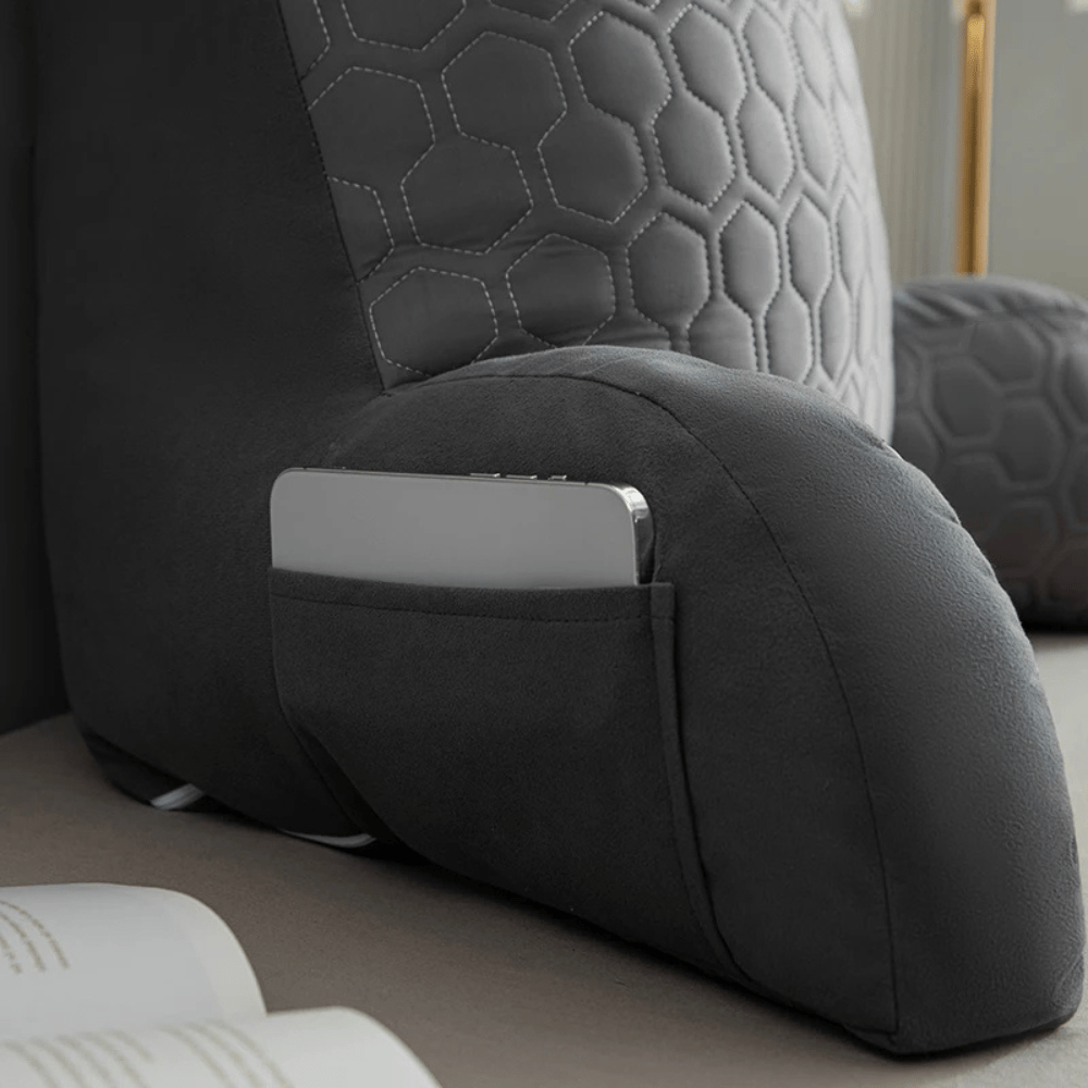 Reading pillow for the bed with armrests