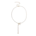Pearl Dainty Bow Lariat Necklace
