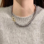Pearl Diamond Accented Circle Pendant Bracelet and Necklace