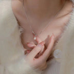 Pearl Drop Knot Dainty Chain Necklace