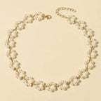 Pearl Floral Daisy Choker Necklace