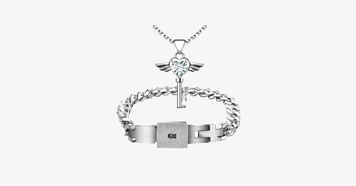 Angel Love Pendant & Men's Bracelet Set