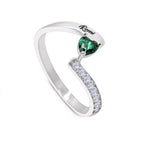 Personalized Diamond Heart Name & Birthstone Ring
