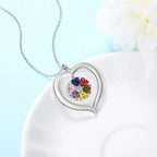 Personalized Name & Birthstone Heart Hanging Pendant Necklace