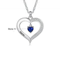Personalized Name & Birthstone Heart Hanging Pendant Necklace