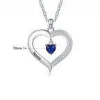 Personalized Name & Birthstone Heart Hanging Pendant Necklace