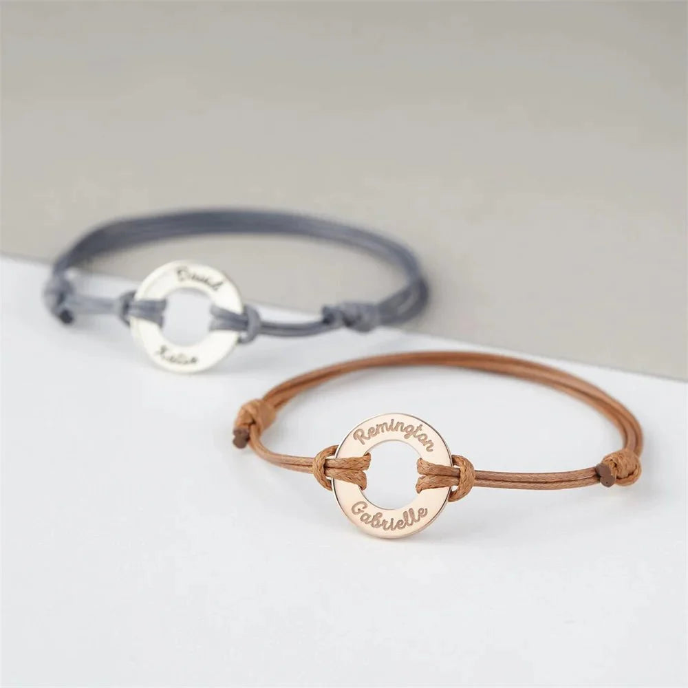 Personalized Name Disc Rope Bracelet
