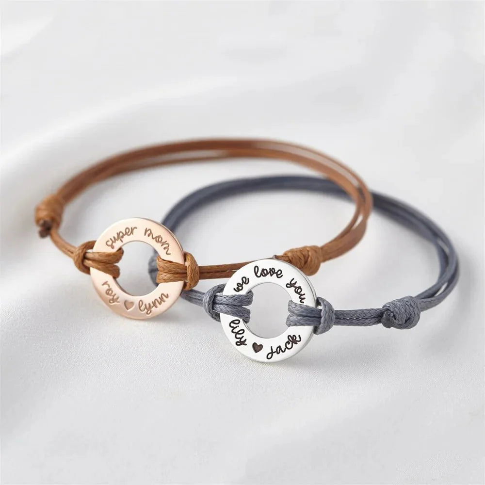 Personalized Name Disc Rope Bracelet