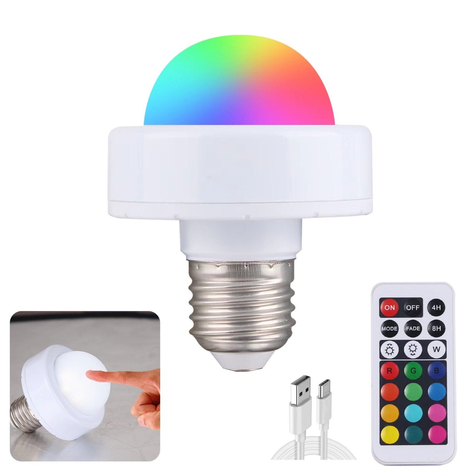 RoyaleGlow rechargeable LED bulb - remote control, touch controlled, multicolor