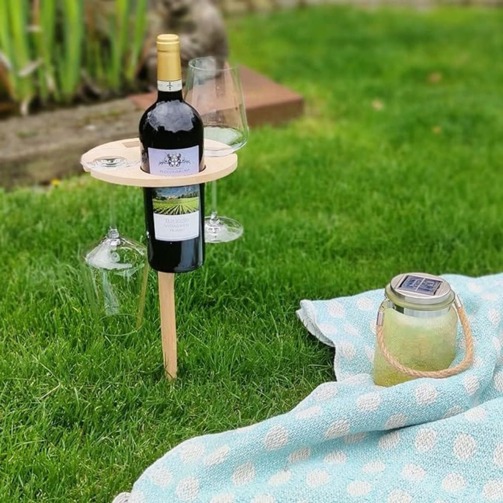 Picky Wine Table – Portable Outdoor Table with Glass & Bottle Holders – Ideal for Picnics