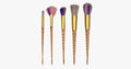 Gold twisted unicorn makeup brush set with 5 synthetic brushes - Gives you the perfect makeup!