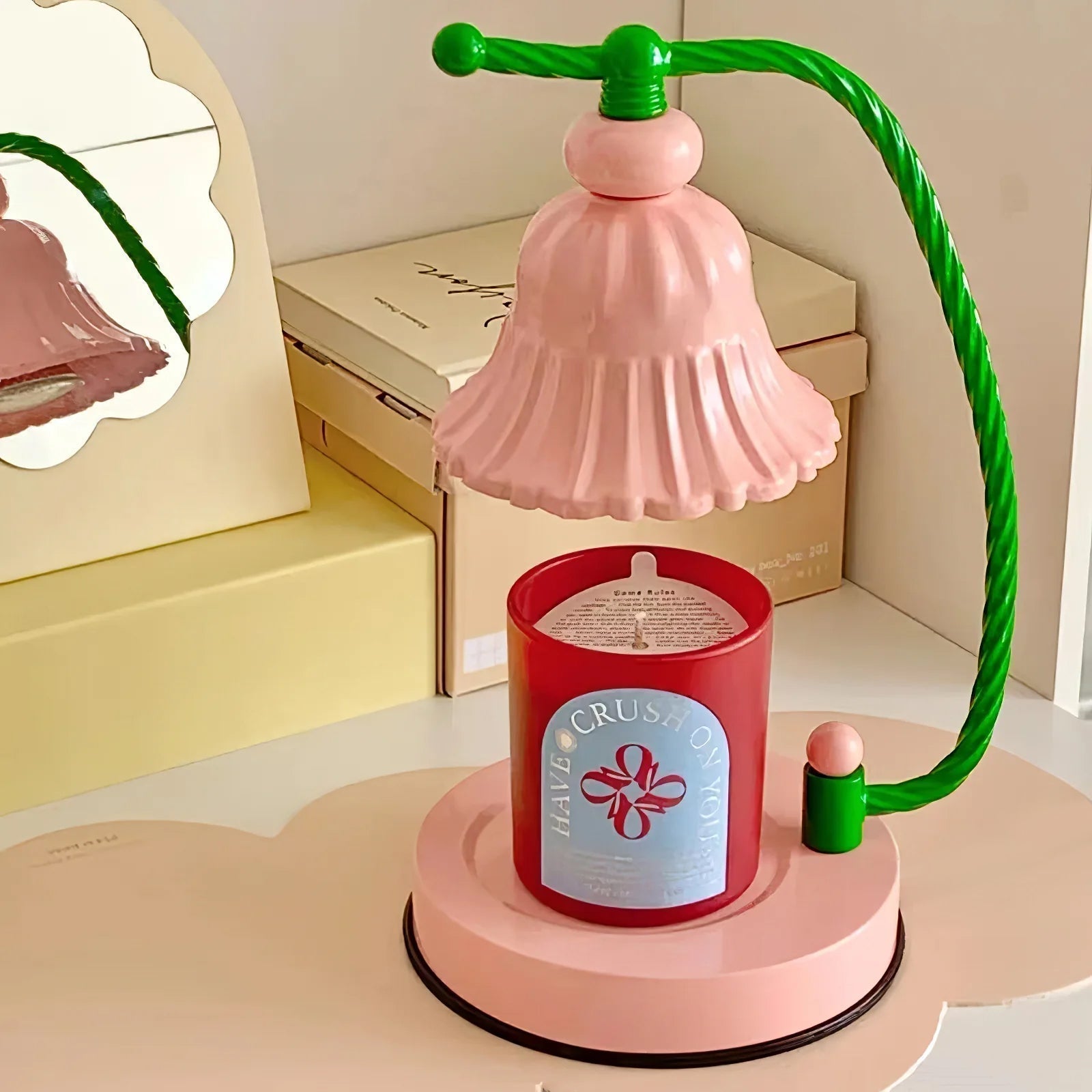 BloomAura – Charming Pink Glass Table Lamp