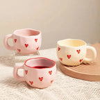 Ceramic Coffee Mug with Pink Heart Design, 220 ml