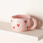 Ceramic Coffee Mug with Pink Heart Design, 220 ml