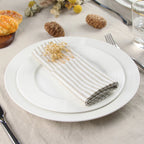 Plain Striped Cotton Linen Blend Table Napkins Set of 12 Cloth Napkins