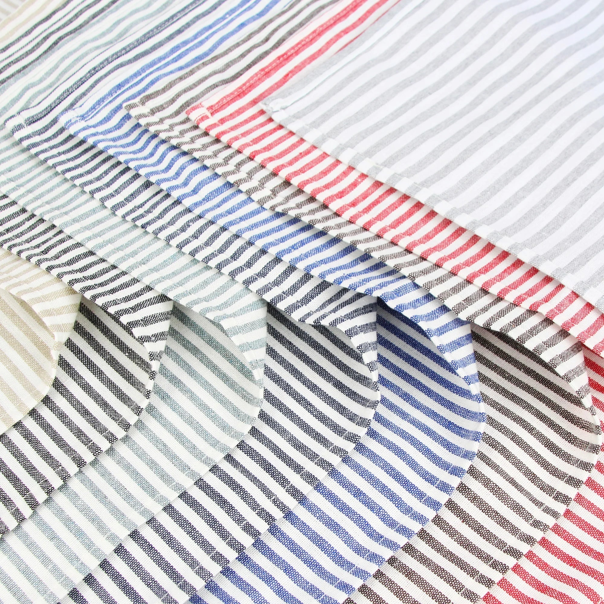 Plain Striped Cotton Linen Blend Table Napkins Set of 12 Cloth Napkins