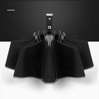Automatic reverse LED light umbrella with reflective strip, three-fold foldable, inverted, 10 ribs, windproof umbrellas for travel