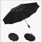 Automatic reverse LED light umbrella with reflective strip, three-fold foldable, inverted, 10 ribs, windproof umbrellas for travel