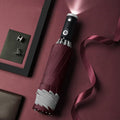 Automatic reverse LED light umbrella with reflective strip, three-fold foldable, inverted, 10 ribs, windproof umbrellas for travel