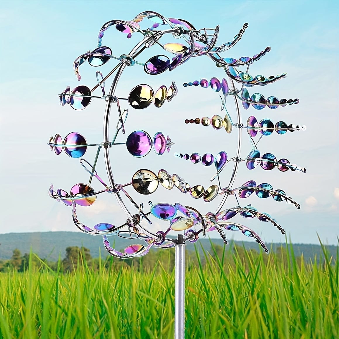 1 Piece Magical Metal Windmill, 3D Metal Outdoor Wind Chime for Yard and Garden, Unique Metal Kinetic Wind Sculptures & Wind Chime, Wind Catcher Metal Outdoor Lawn Terrace Decoration Wind Sculpture